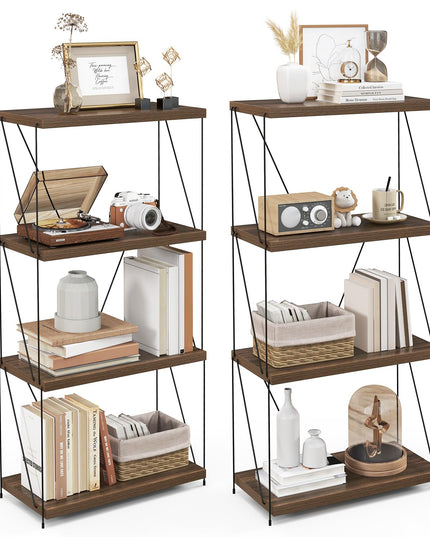 Giantex 3-Tier Open-Back Bookshelf, Freestanding Display Rack, Metal Frame Storage Shelf