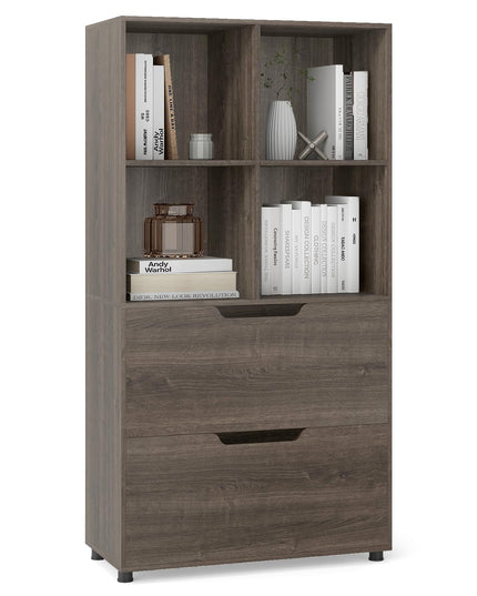 Giantex Étagère avec 4 Cubes et 2 Tiroirs, Bibliothèque de Sol de 51" de Haut
