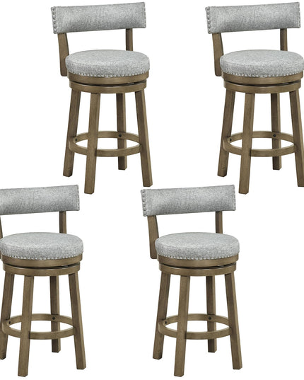Giantex 27" Counter Height Stool with Linen Fabric Upholstered Seat & Back