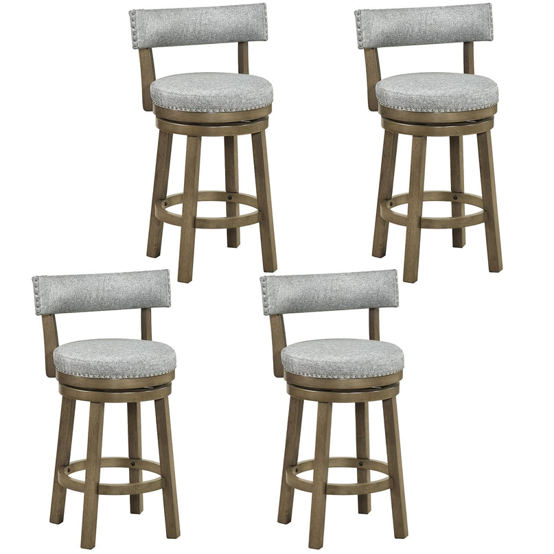 Tabouret de bar Giantex 68,5 cm, hauteur comptoir, avec assise et dossier rembourrés en tissu de lin