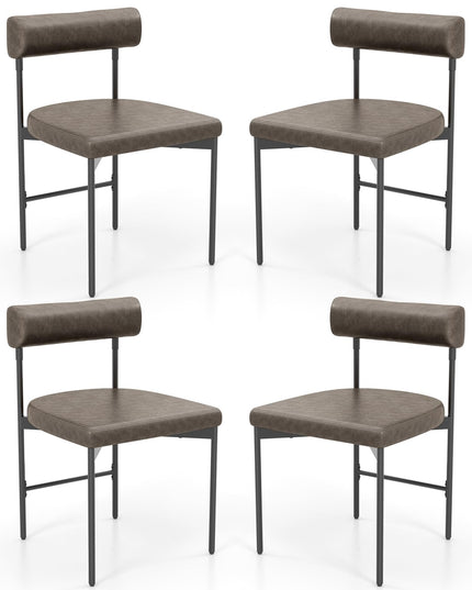 Giantex Dining Chairs, Faux Leather Upholstered Kitchen Side Chair with Padded Backrest and Cushion, Metal Legs