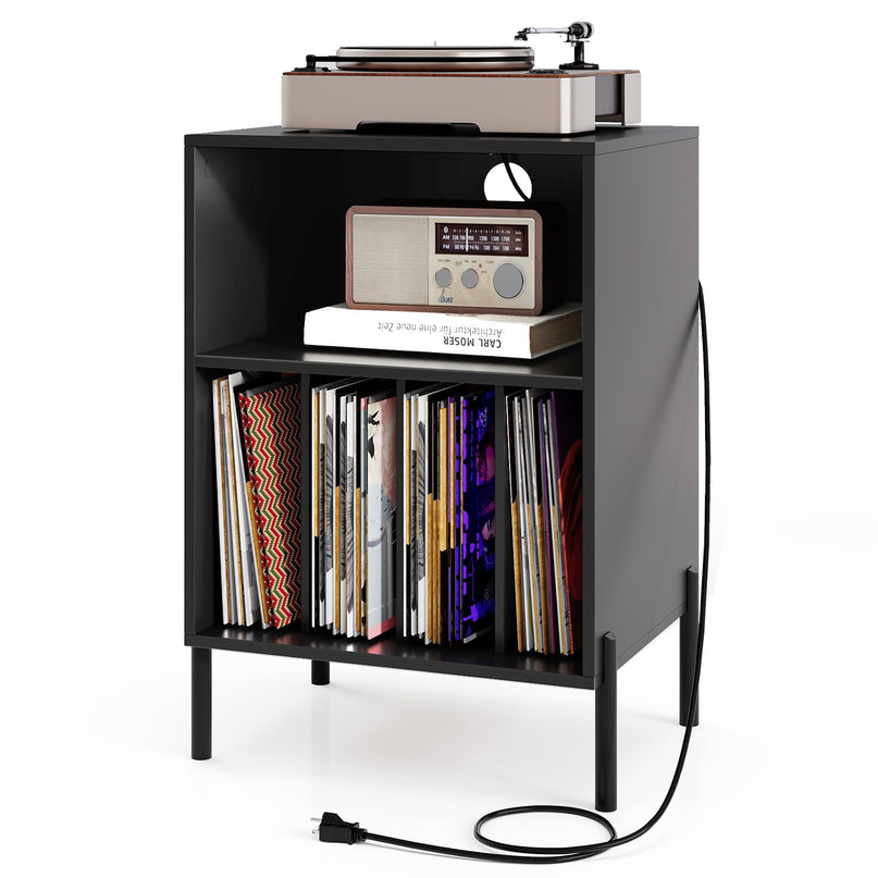Giantex Record Player Stand with Charging Station