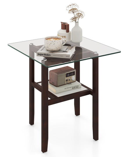 Giantex Small Coffee Table 24" Glass End Table