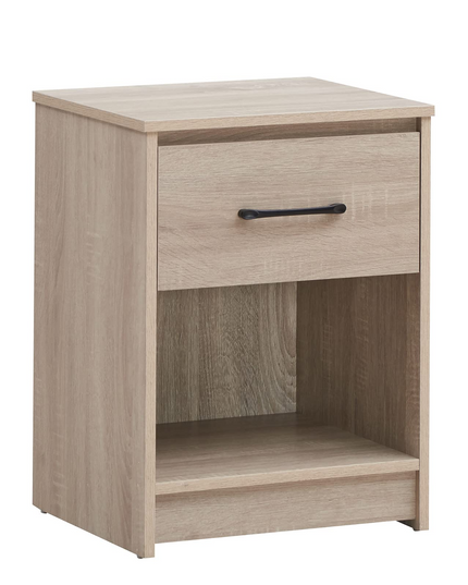 Nightstand w/Drawer, Wooden End Table w/Open Storage Compartment