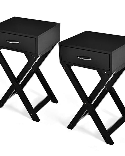 Giantex Nightstand with Drawer X-Shaped Design Sofa Side Table
