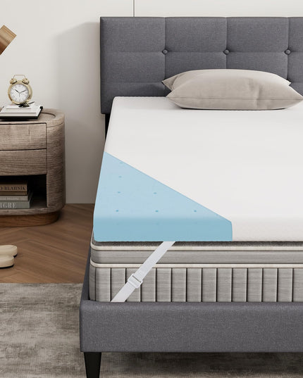 Giantex 3 Inch Twin Memory Foam Mattress Topper, Cooling Gel Infused Topper with Removable Cover