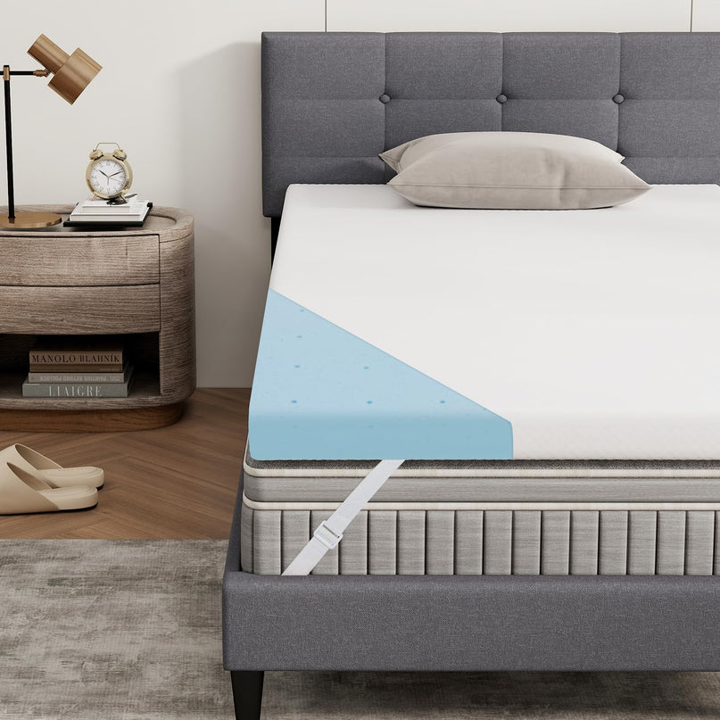 Giantex 3 Inch Twin Memory Foam Mattress Topper, Cooling Gel Infused Topper with Removable Cover