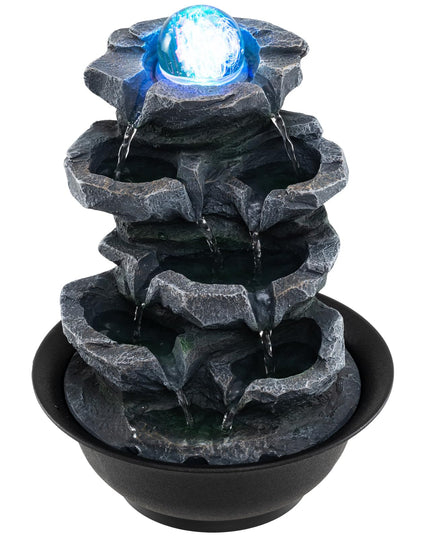 Giantex Stacked Rock Cascade Tabletop Water Fountain for Office Home Relaxation