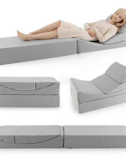 4-in-1 Floor Futon Sleeper Chair with High-Density Foam - Giantex