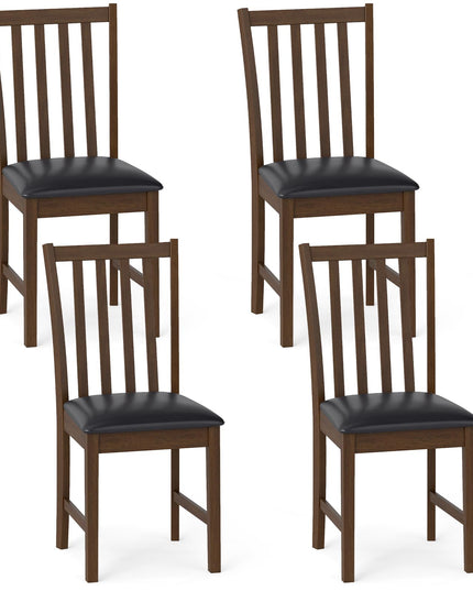 Giantex Wooden Dining Chairs Set of 2/4 Faux Leather Upholstered Kitchen Chair