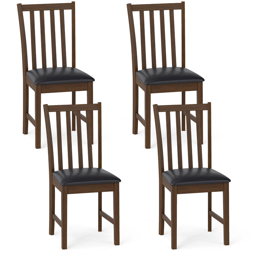 Giantex Wooden Dining Chairs Set of 2/4 Faux Leather Upholstered Kitchen Chair