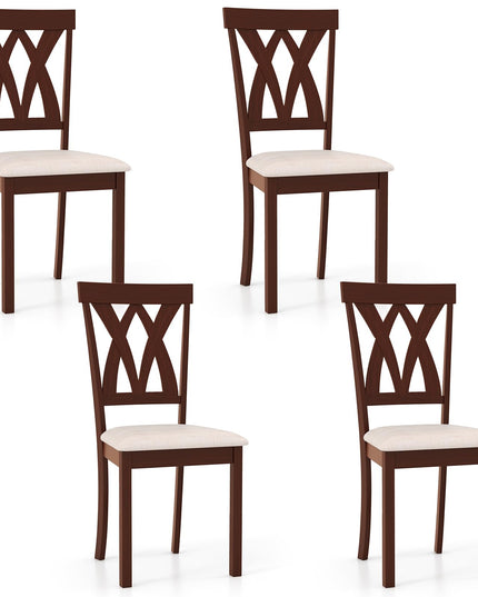 Giantex Wood Dining Chair, Wooden Kitchen Chairs with Upholstered Seat