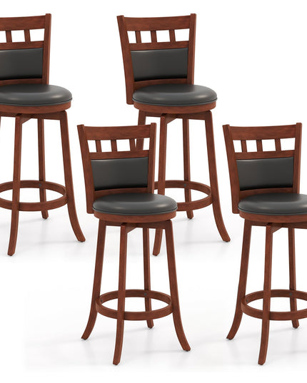 Giantex Wood Bar Stools Set, 31" Swivel Bar Height Barstools w/Back, Rubber Wood Frame