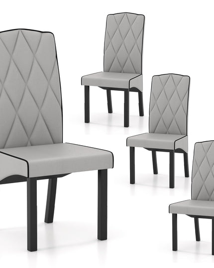 Giantex Upholstered Dining Chairs Set of 2, Tufted Fabric Dining Room Chairs w/High Backrest, High-density Sponge Cushion, Solid Rubber Wood Frame