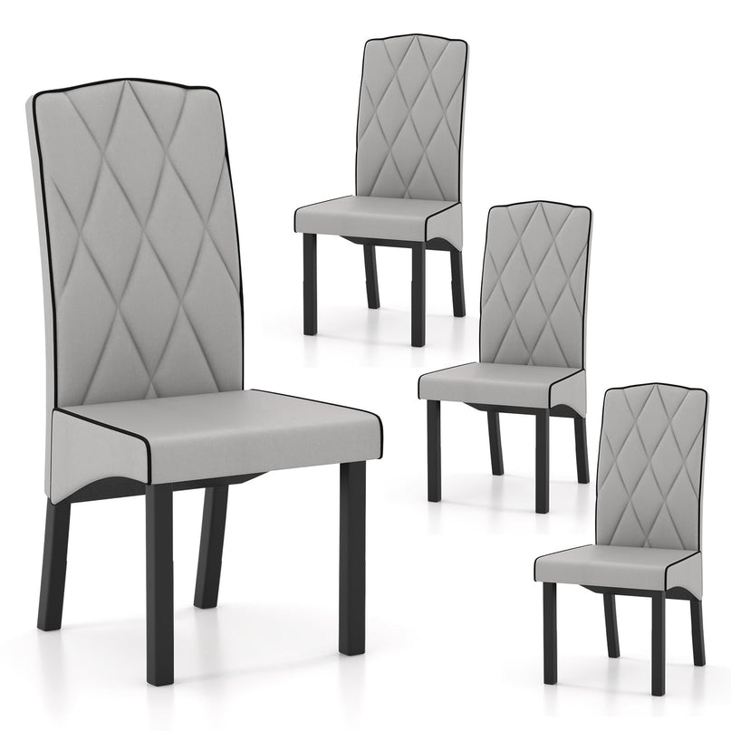 Giantex Upholstered Dining Chairs Set of 2, Tufted Fabric Dining Room Chairs w/High Backrest, High-density Sponge Cushion, Solid Rubber Wood Frame