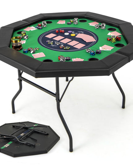 Giantex 8 Player Poker Table Foldable, 72" Portable Folding Texas Holdem Poker Tables w/Padded Rails