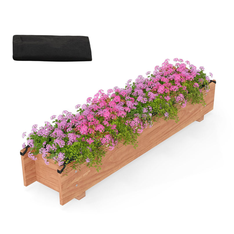 Giantex Wood Raised Garden Bed Rectangular Planter Box w/Drainage Hole（36"x7"x7"）