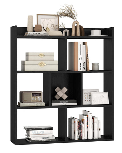 Giantex 7 Cube Bookshelf, Free-standing Wooden Bookcase, 4 Tier Home Display Shelf, Horizontal Storage Unit w/Anti-Toppling Devices