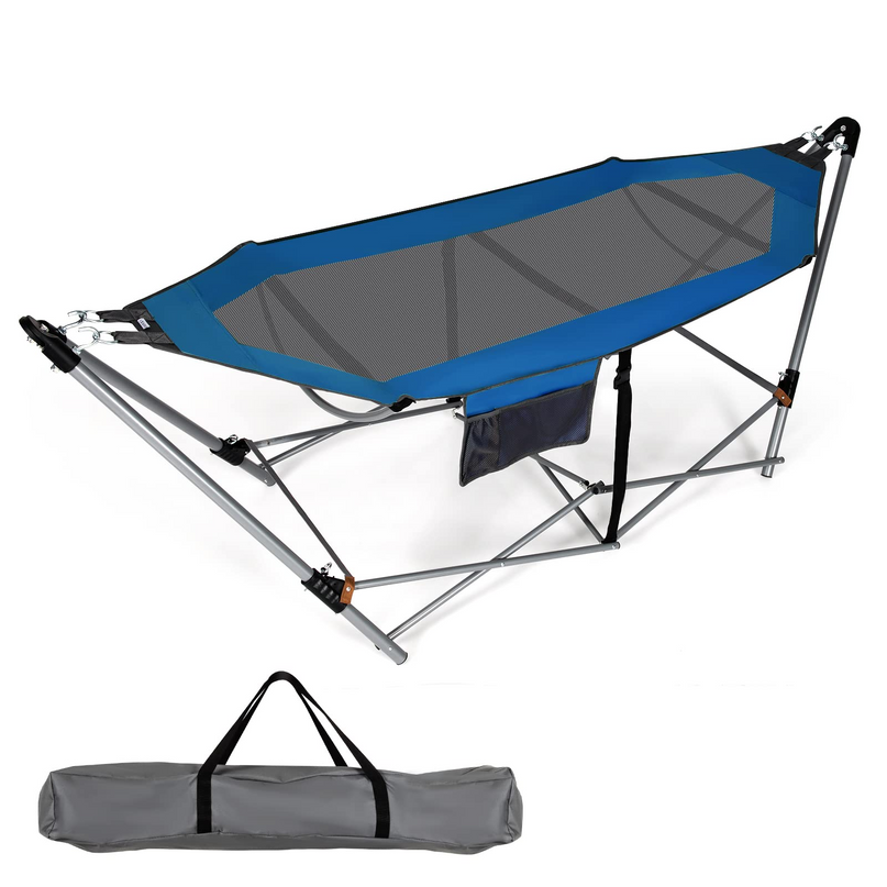 Giantex Portable Folding Hammock, Lounge Camping Bed with Hammock Stand
