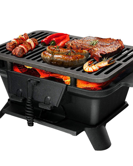 Portable Cast Iron Grill with Double-sided Grilling Net