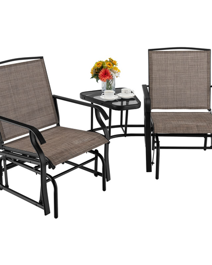 Chaises planeur d'extérieur Giantex avec table et trou pour parasol