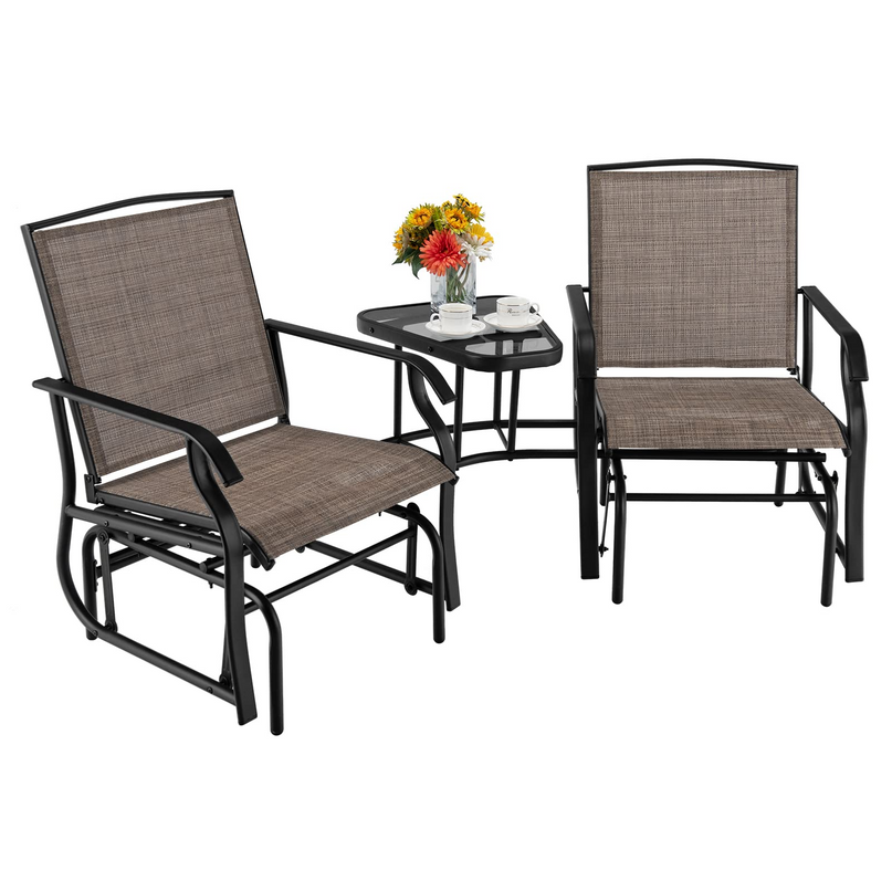Chaises planeur d'extérieur Giantex avec table et trou pour parasol