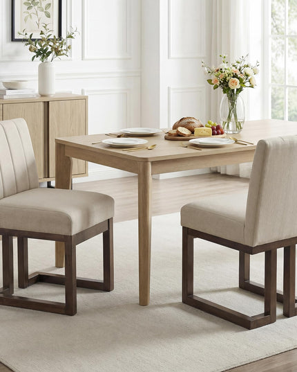 Giantex Farmhouse Fabric Upholstered Kitchen Chairs with 5.5" Thickened Padded Seat