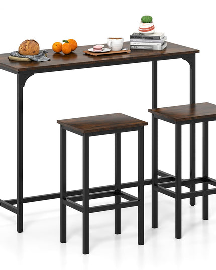 Giantex Dining Table Set 47.5" Rectangular Pub Table with 2 Stools