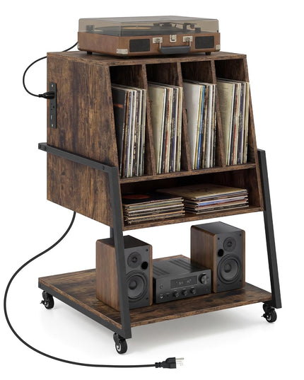 Giantex Record Player Stand on Wheels 3-Tier Turntable Stand