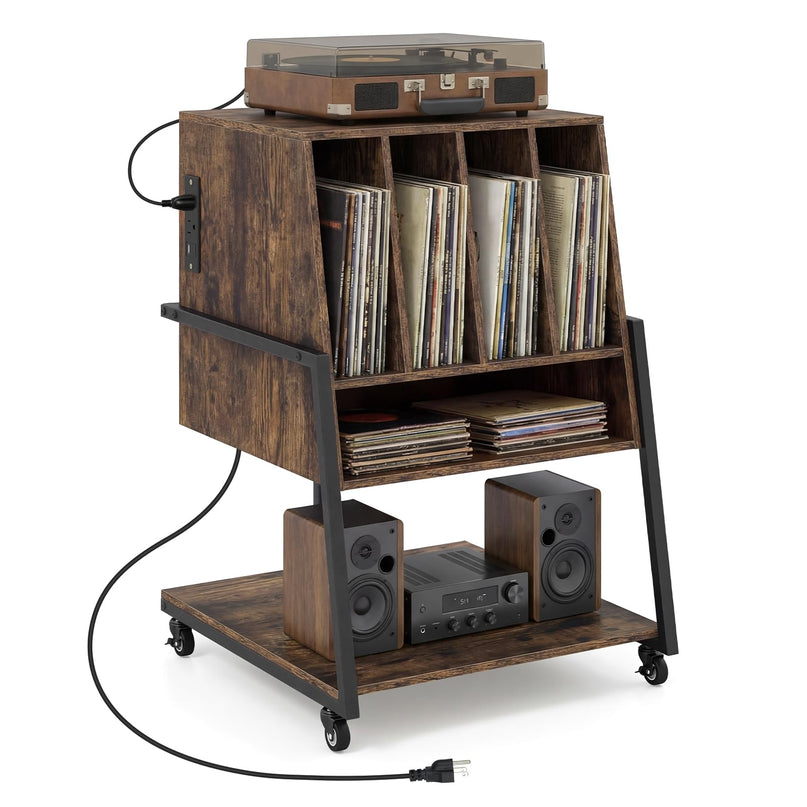 Giantex Record Player Stand on Wheels 3-Tier Turntable Stand