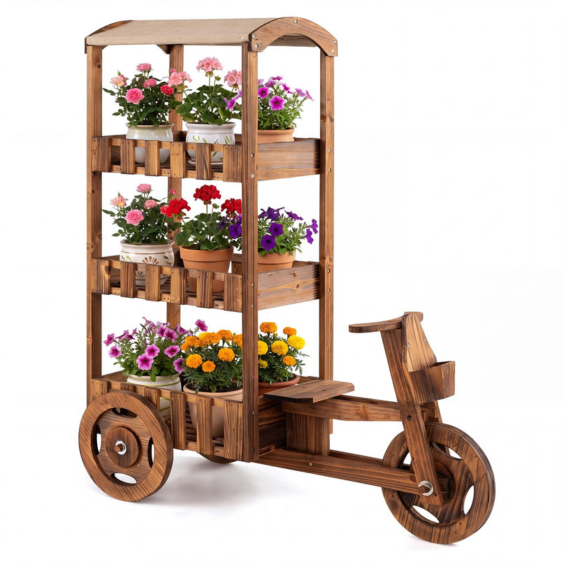 GIANTEX 3-Tier Tricycle Plant Stand with Canopy