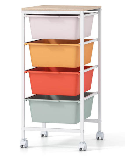 Giantex Rolling Storage Cart with 4 Drawers Utility Cart（28"H）