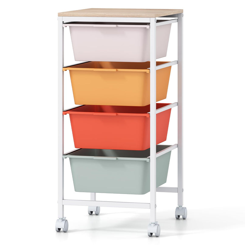 Giantex Rolling Storage Cart with 4 Drawers Utility Cart（28"H）