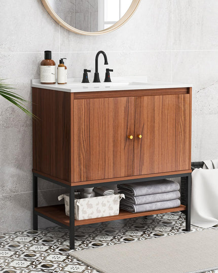 Giantex Bathroom Vanity with Sink Combo - 31" Bathroom Cabinet with Doors