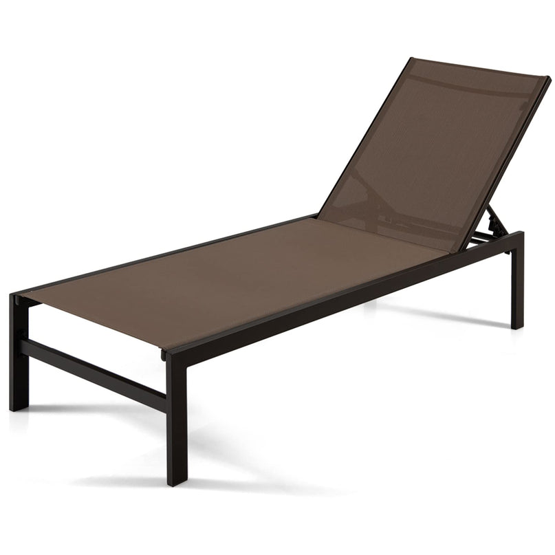 Giantex Patio Chaise Lounge Chair, Outdoor Sunbathing Chair Lawn Reclining Lounger with 6 Adjustable Position