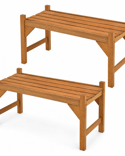 Giantex 40" Outdoor Benches Set of 1/2 2-Person Wood Patio Bench
