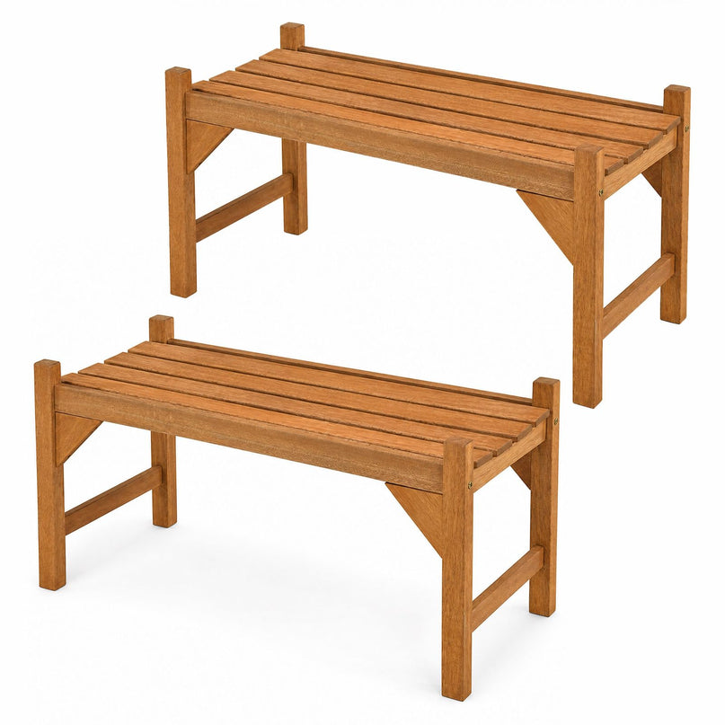 Giantex 40" Outdoor Benches Set of 1/2 2-Person Wood Patio Bench