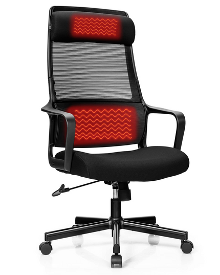 Giantex High Back Mesh Office Chair with Heating Headrest and Lumbar Support Armrest