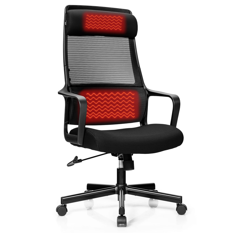 Giantex High Back Mesh Office Chair with Heating Headrest and Lumbar Support Armrest