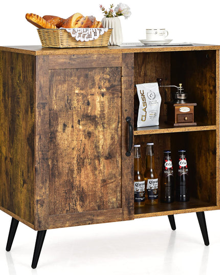 Giantex Mid-Century Storage Cabinet, Buffet Sideboard with Single Door & Adjustable Shelves