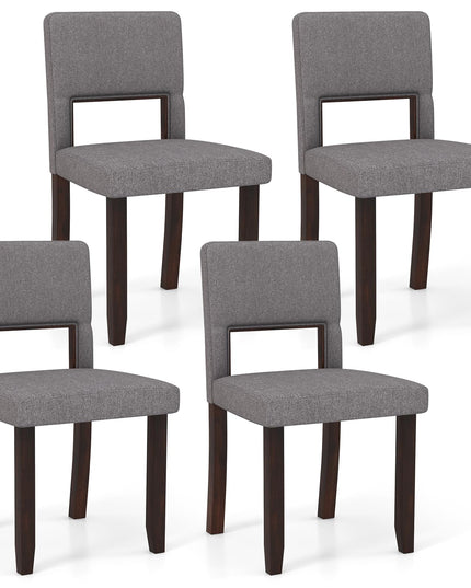 Giantex Wooden Dining Chairs Set of 2/4, Linen Fabric Upholstered Kitchen Chairs w/Rubber Wood Frame