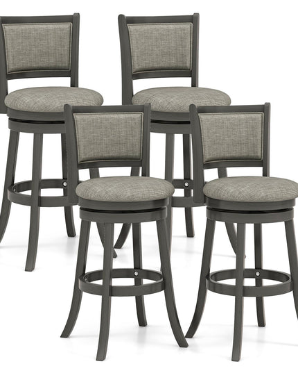 Giantex Swivel Counter Height Bar Stools Set of2/ 4, Upholstered Vintage Barstools w/Back