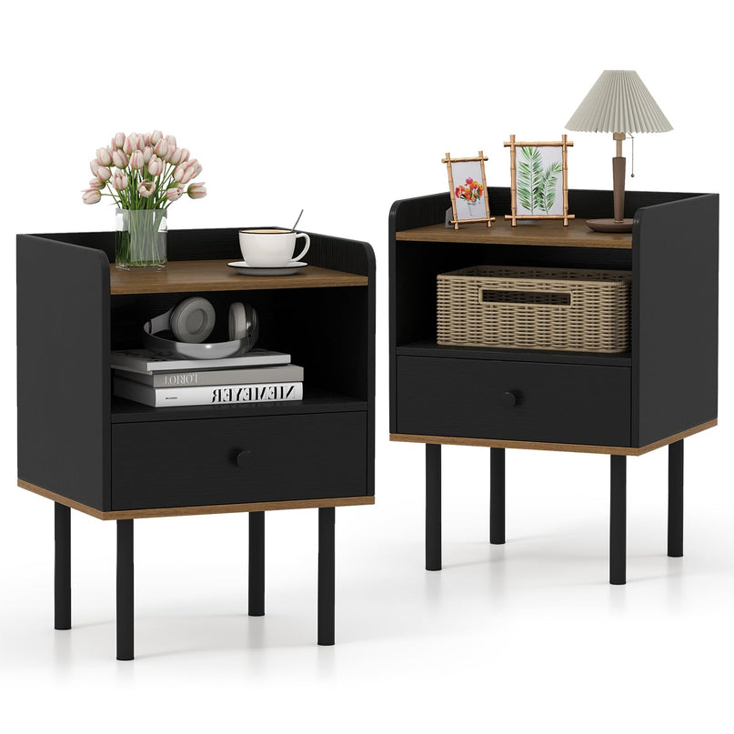 Giantex Wood Nightstands Set of 2 with Drawer