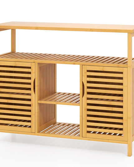 Giantex Bamboo Bathroom Storage Cabinet for Living Room Entryway Kitchen Dining Room