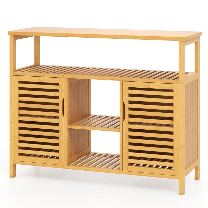 Giantex Bamboo Bathroom Storage Cabinet for Living Room Entryway Kitchen Dining Room