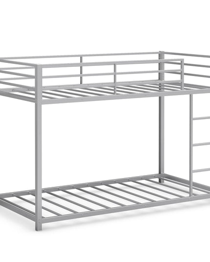 Giantex Metal Bunk Bed Twin Over Twin, Low Profile Bunk Bed Frame with Ladder & Full Length Guardrail
