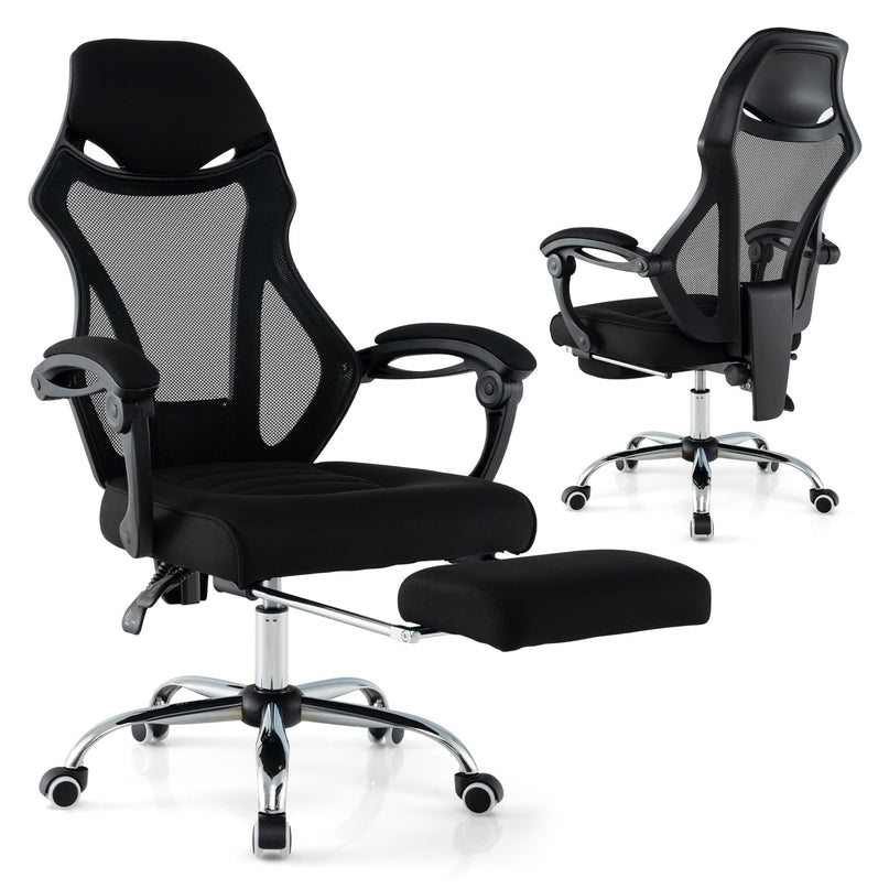 Giantex Ergonomic Desk Chair with Footrest, Mesh Office Chair with Height-Adjustable & Tilting Backrest