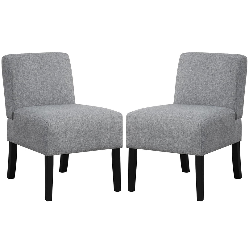 Giantex Armless Accent Chair Set of 1/2/4, Upholstered Living Room Chair with Rubber Wood Legs