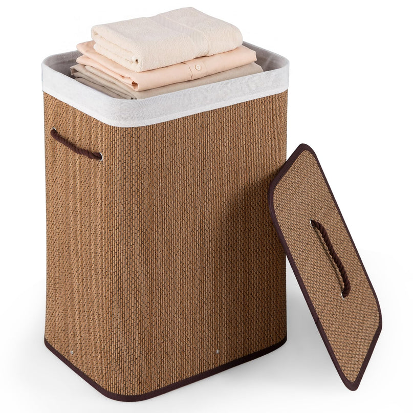 Giantex 19 Gal Bamboo Laundry Hamper with Lid