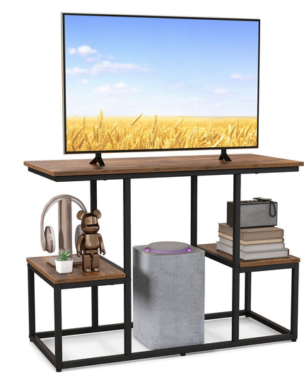 Giantex TV Stand for 50-Inches TVs - Industrial Sofa Table with Open Storage Shelves, 2-Tier Display Rack